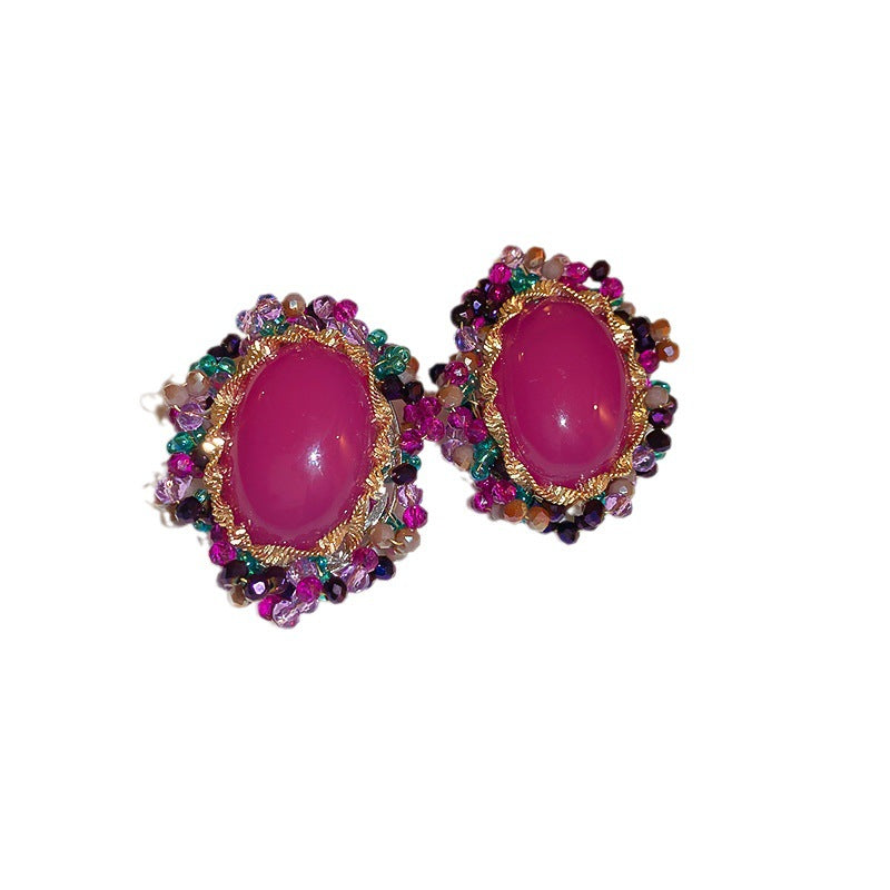 Wholesale Silver Needle Diamond Crystal Pearl Alloy Earrings